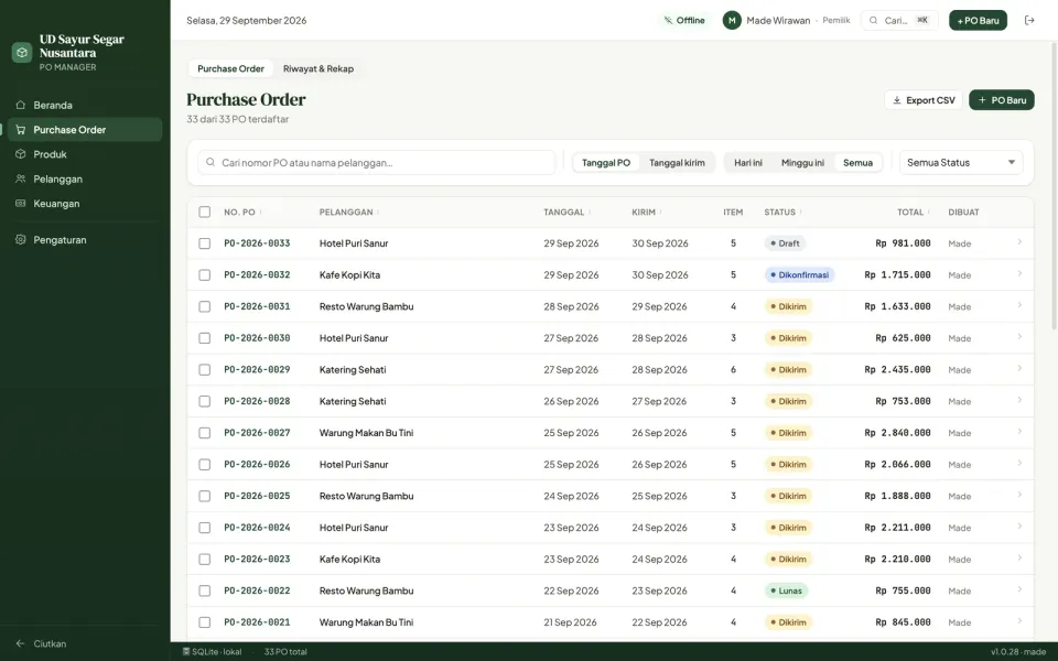 PO Manager screenshot 2